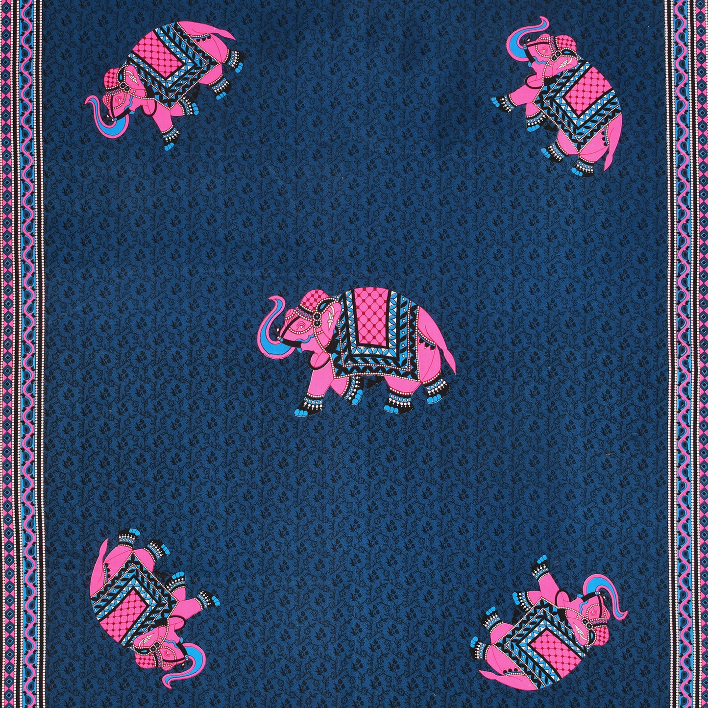 Rajasthani Jaipuri Traditional Double Bed Bedsheet with 2 Pillow Covers - ( Blue)