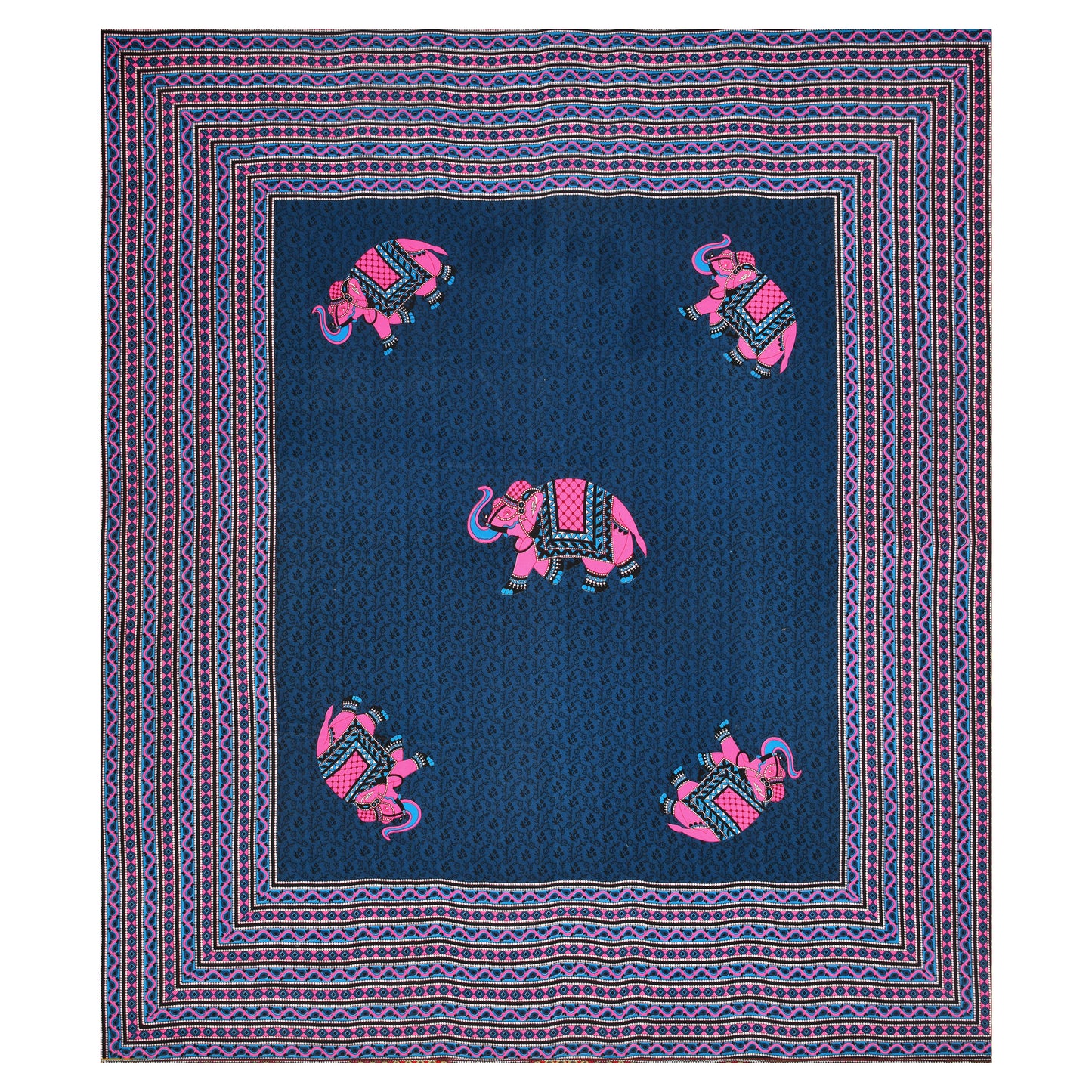 Rajasthani Jaipuri Traditional Double Bed Bedsheet with 2 Pillow Covers - ( Blue)