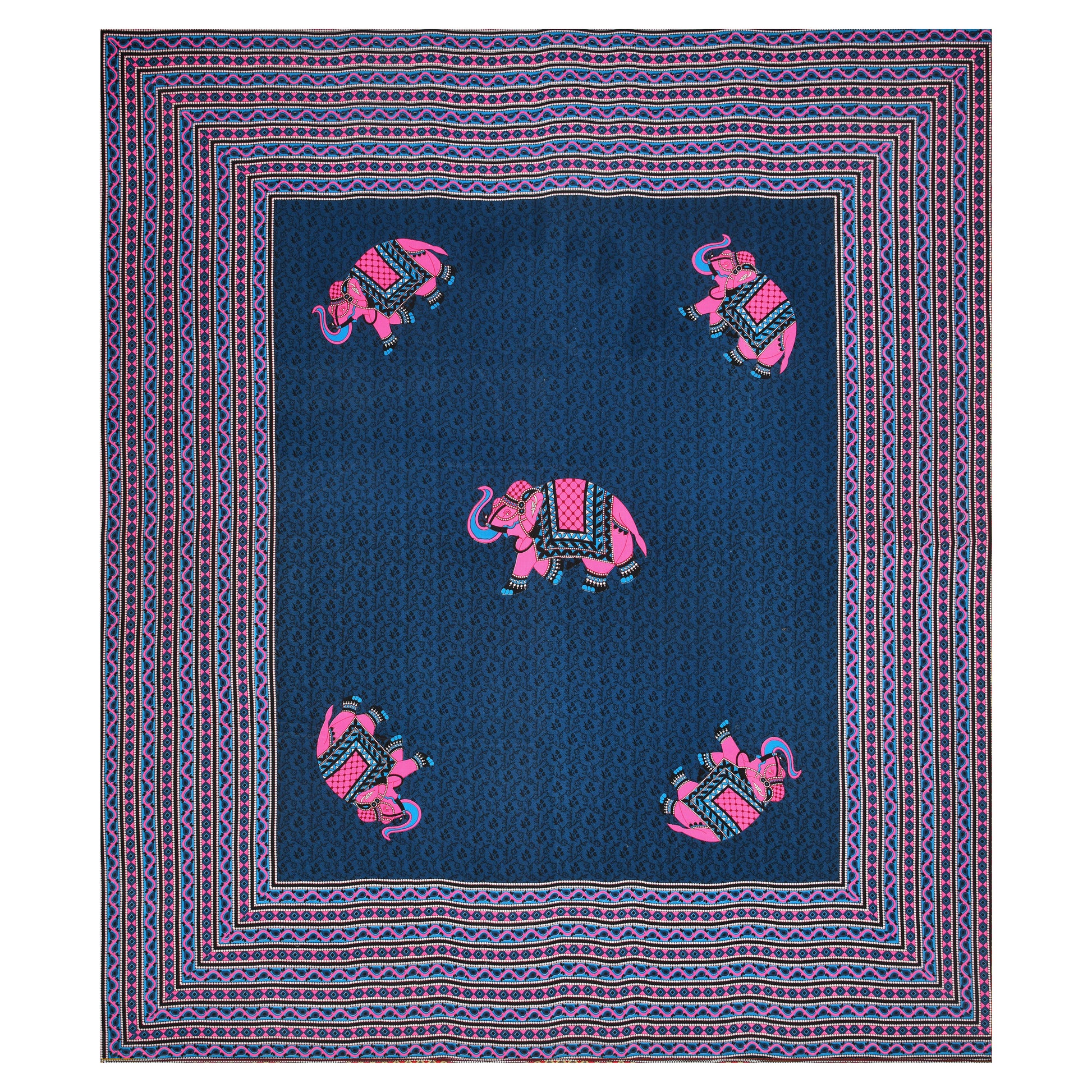 Rajasthani Jaipuri Traditional Double Bed Bedsheet with 2 Pillow Covers - ( Blue)