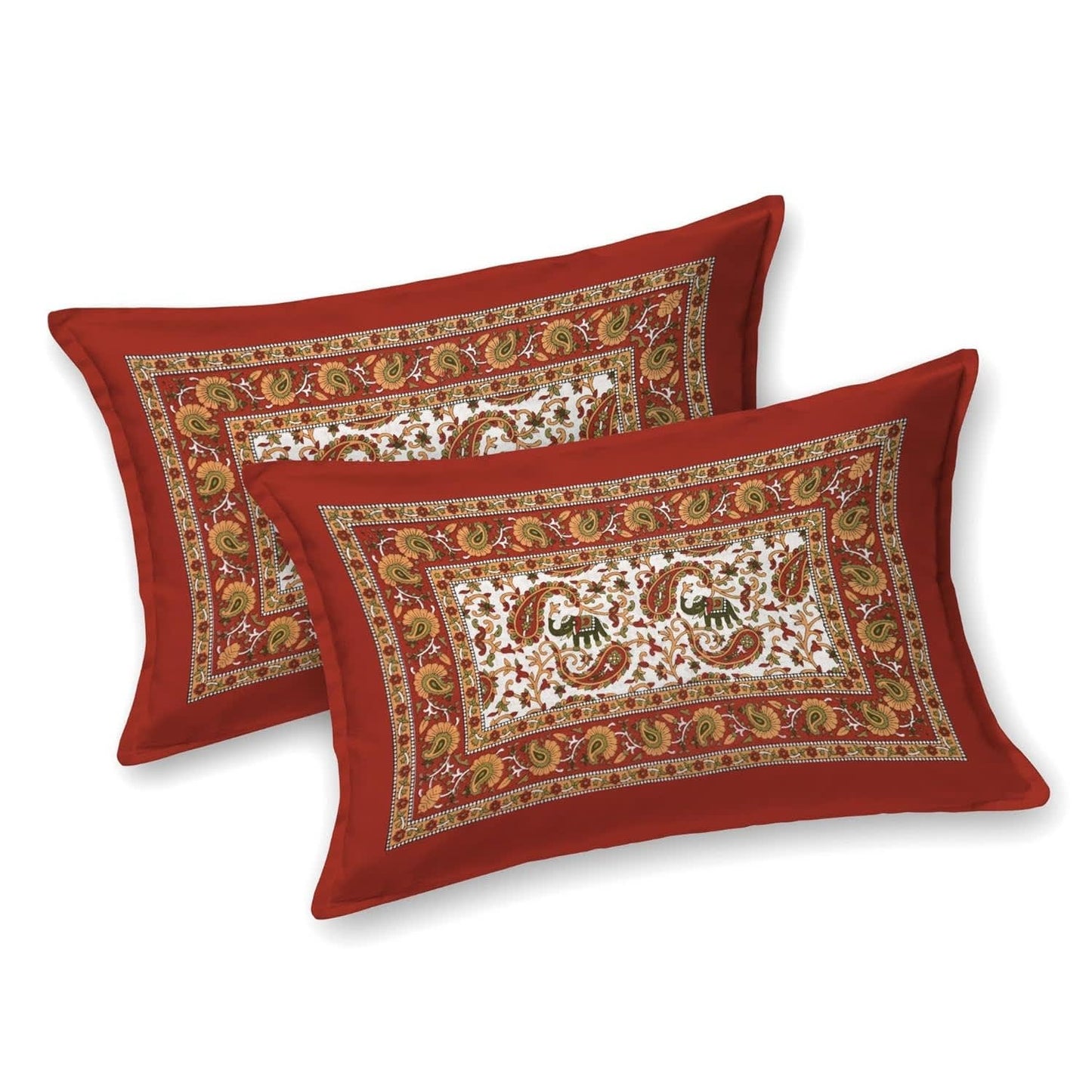 Rajasthani Jaipuri Traditional Double Bed Bedsheet with 2 Pillow Covers - ( Brown)