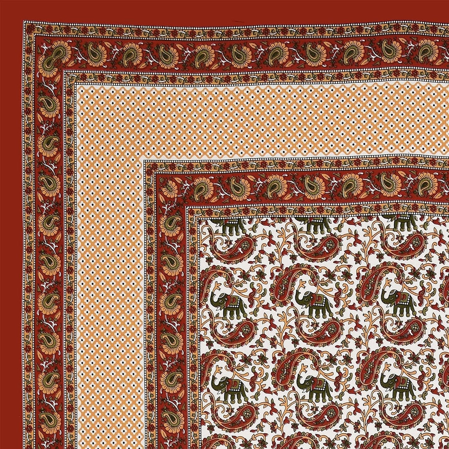 Rajasthani Jaipuri Traditional Double Bed Bedsheet with 2 Pillow Covers - ( Brown)