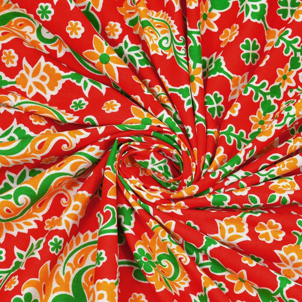 Rajasthani Jaipuri Traditional Double Bed Bedsheet with 2 Pillow Covers - ( Green)