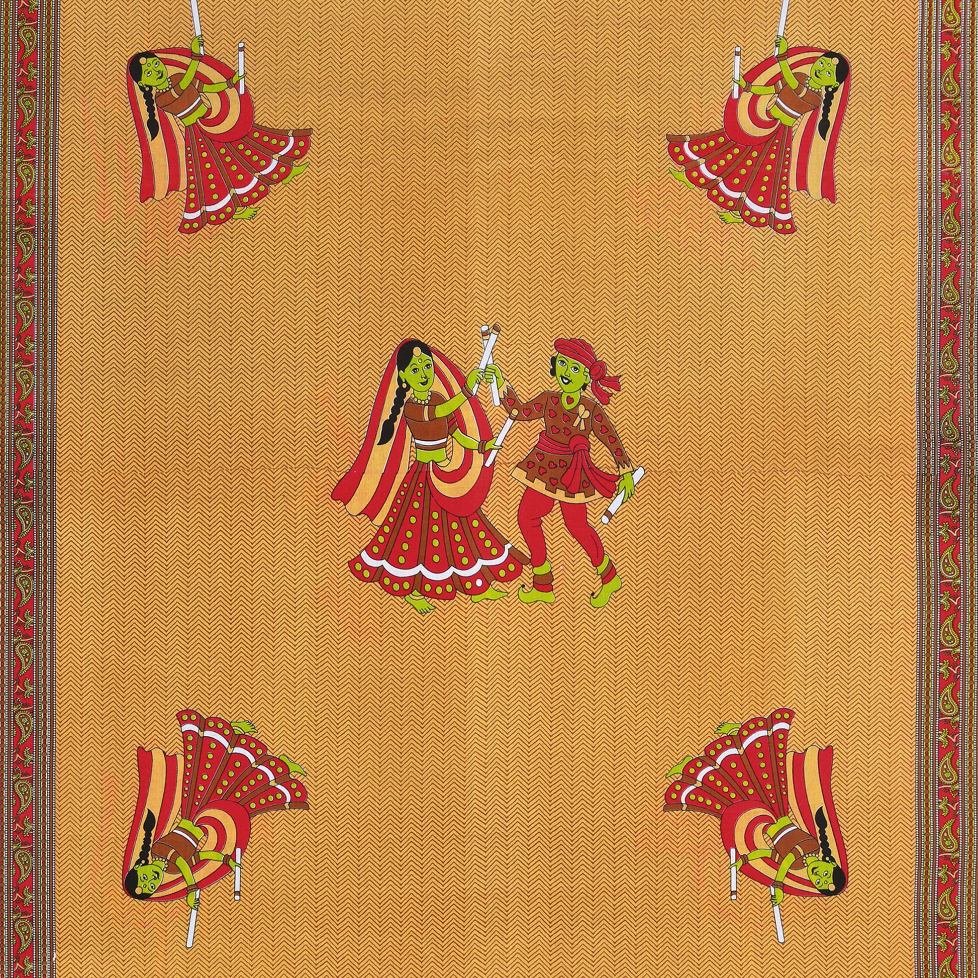 Rajasthani Jaipuri Traditional Double Bed Bedsheet with 2 Pillow Covers - ( Musturd)