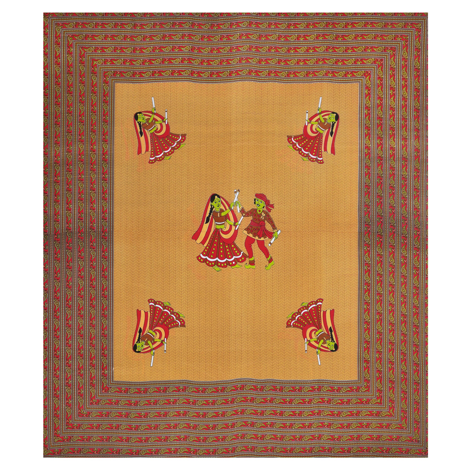 Rajasthani Jaipuri Traditional Double Bed Bedsheet with 2 Pillow Covers - ( Musturd)