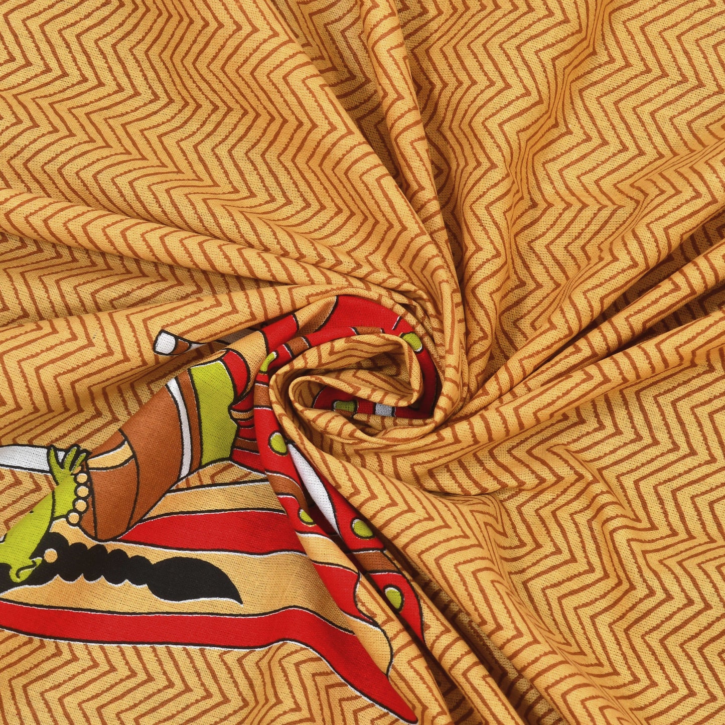 Rajasthani Jaipuri Traditional Double Bed Bedsheet with 2 Pillow Covers - ( Musturd)