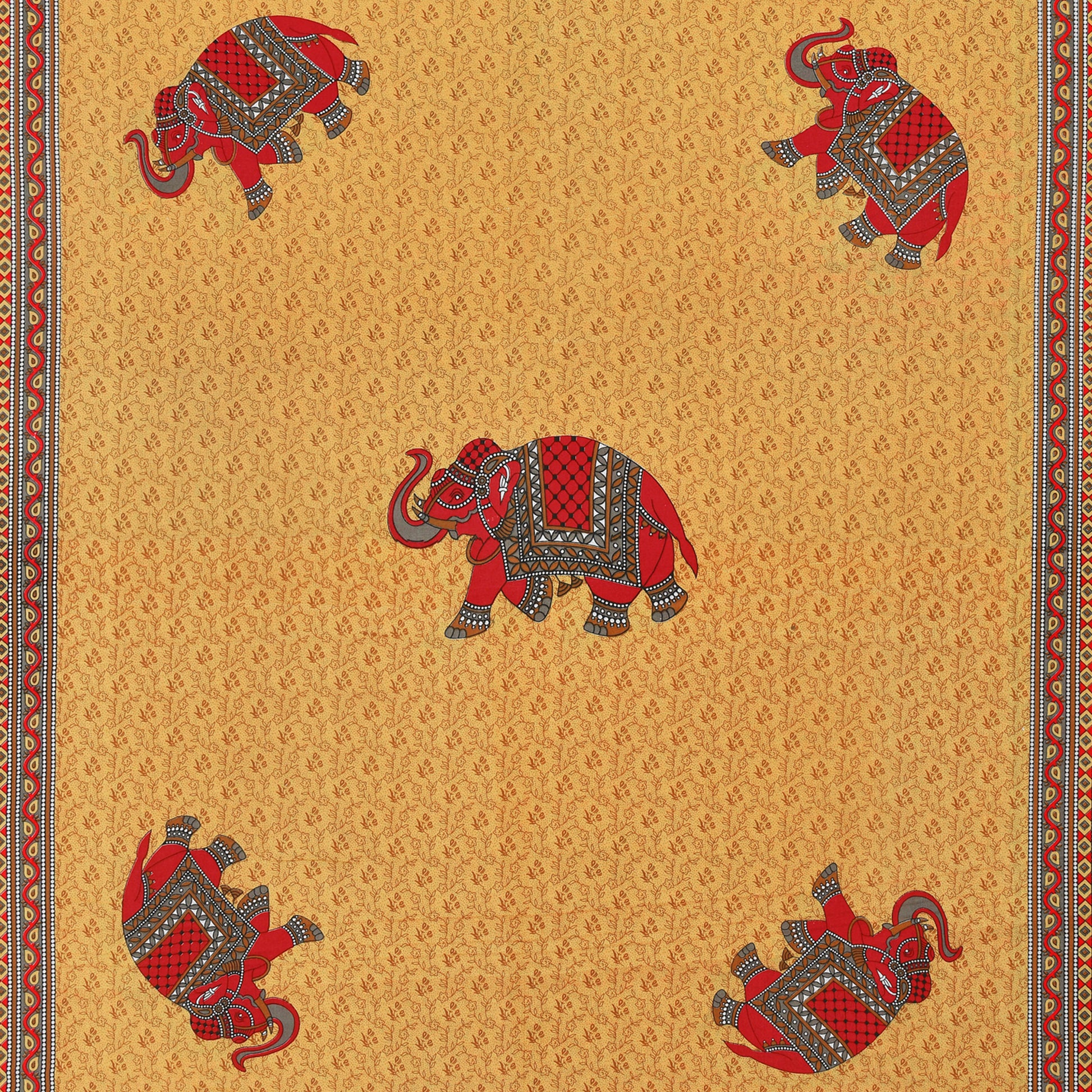 Rajasthani Jaipuri Traditional Double Bed Bedsheet with 2 Pillow Covers - ( Musturd)