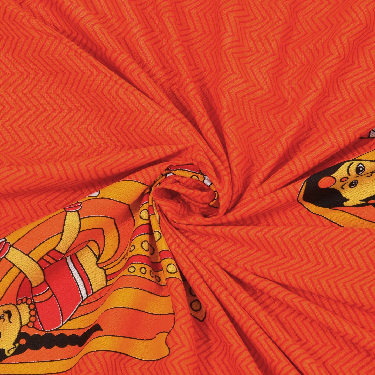 Rajasthani Jaipuri Traditional Double Bed Bedsheet with 2 Pillow Covers - ( Orange)