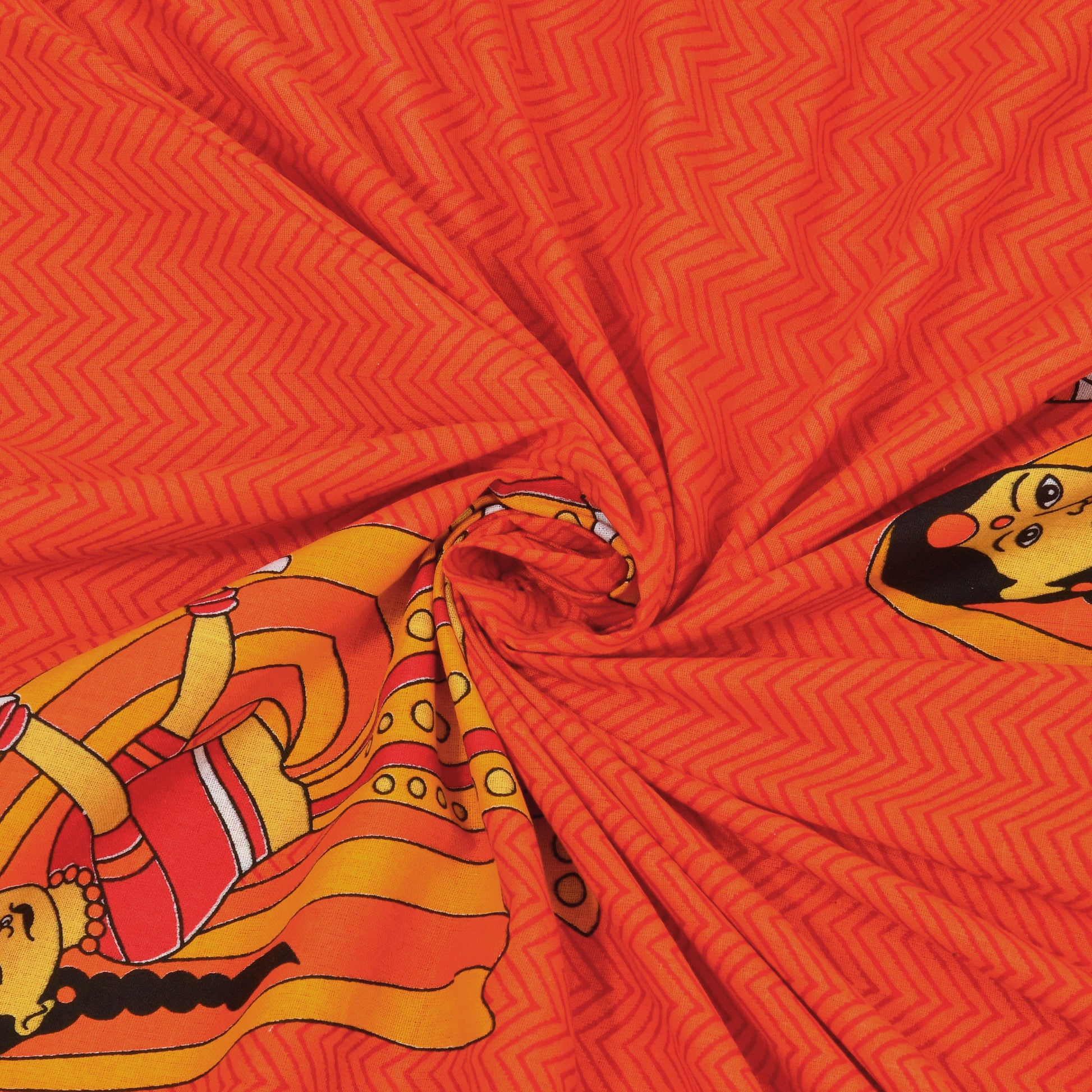 Rajasthani Jaipuri Traditional Double Bed Bedsheet with 2 Pillow Covers - ( Orange)