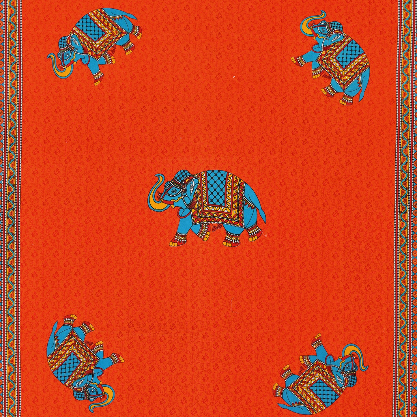 Rajasthani Jaipuri Traditional Double Bed Bedsheet with 2 Pillow Covers - ( Orange)