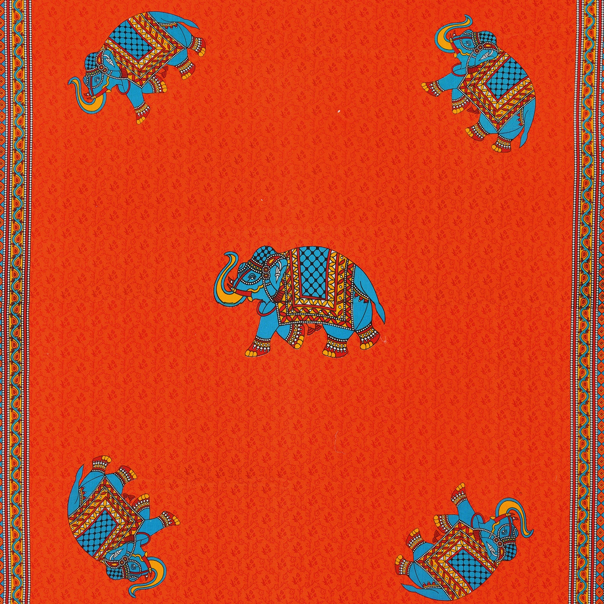 Rajasthani Jaipuri Traditional Double Bed Bedsheet with 2 Pillow Covers - ( Orange)