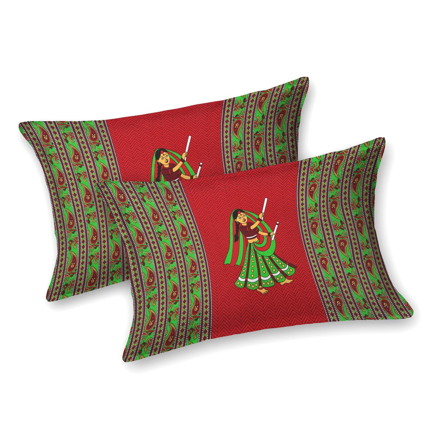 Rajasthani Jaipuri Traditional Double Bed Bedsheet with 2 Pillow Covers - ( Red)