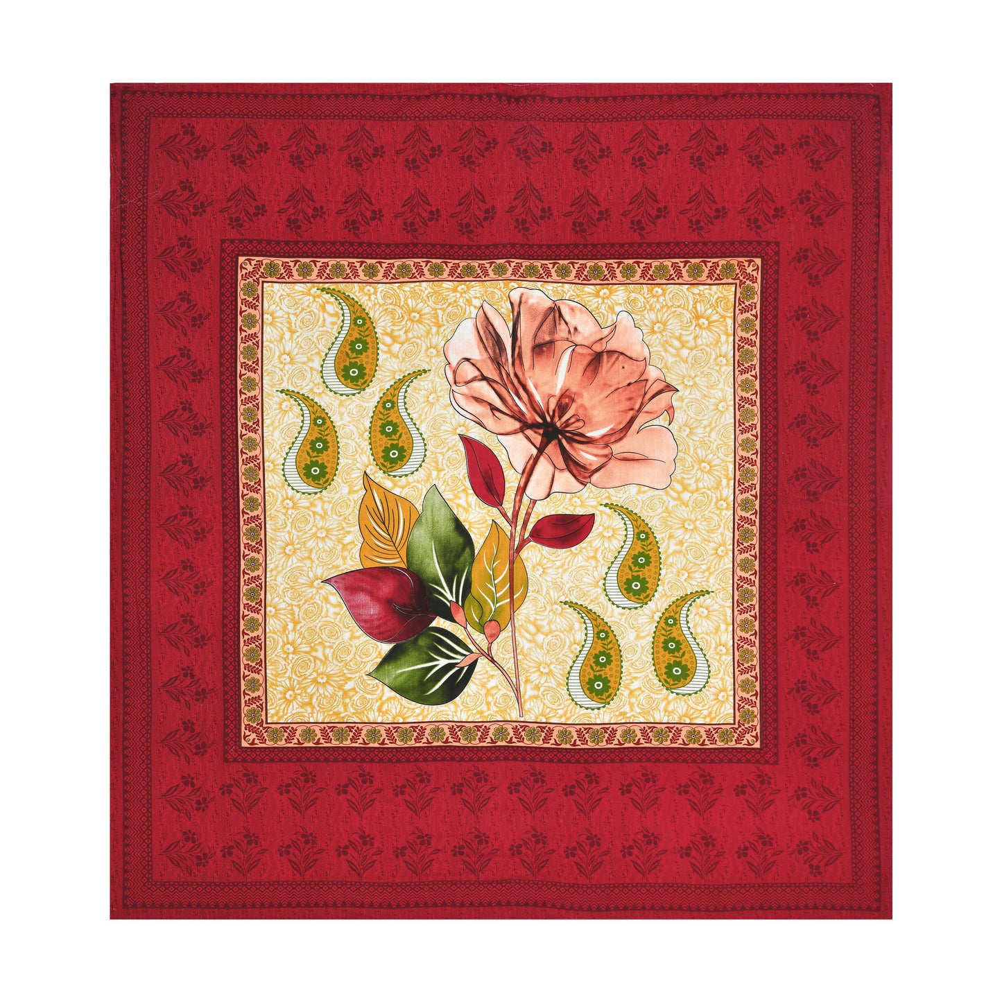 Rajasthani Jaipuri Traditional Double Bed Bedsheet with 2 Pillow Covers - ( Red)