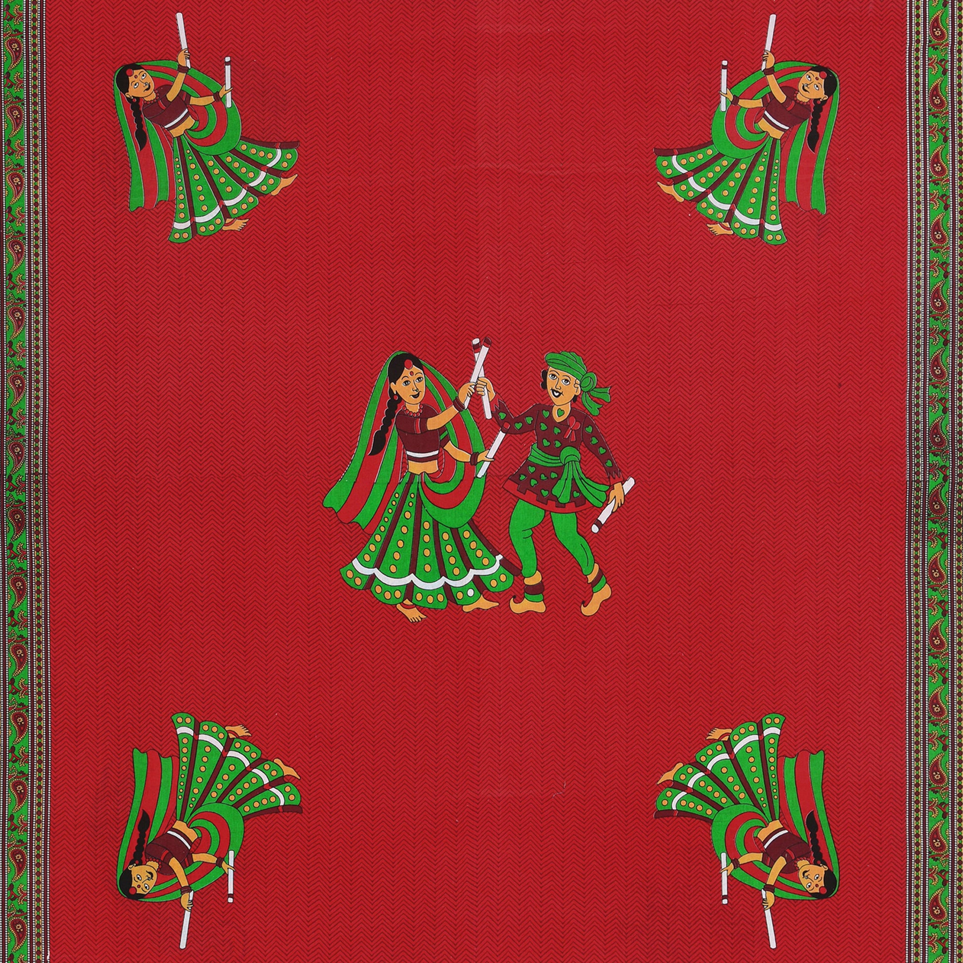 Rajasthani Jaipuri Traditional Double Bed Bedsheet with 2 Pillow Covers - ( Red)