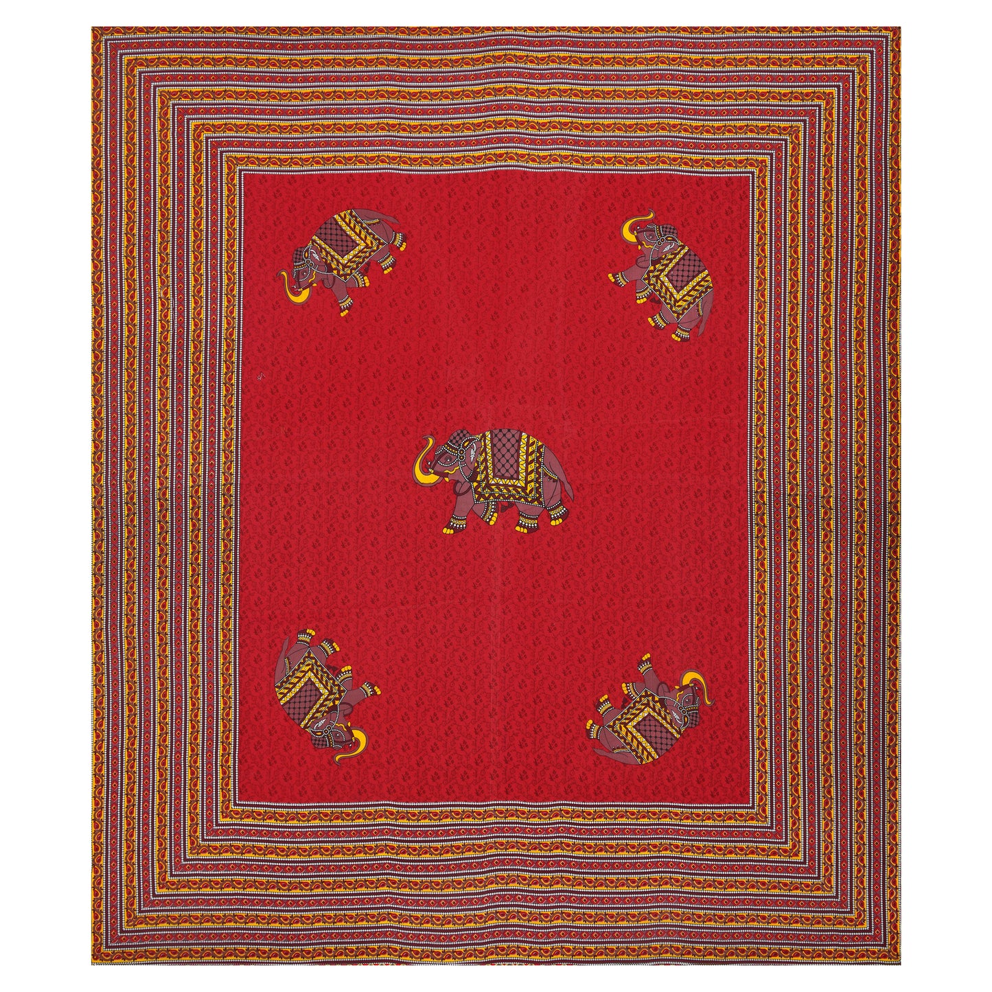 Rajasthani Jaipuri Traditional Double Bed Bedsheet with 2 Pillow Covers - ( Red)