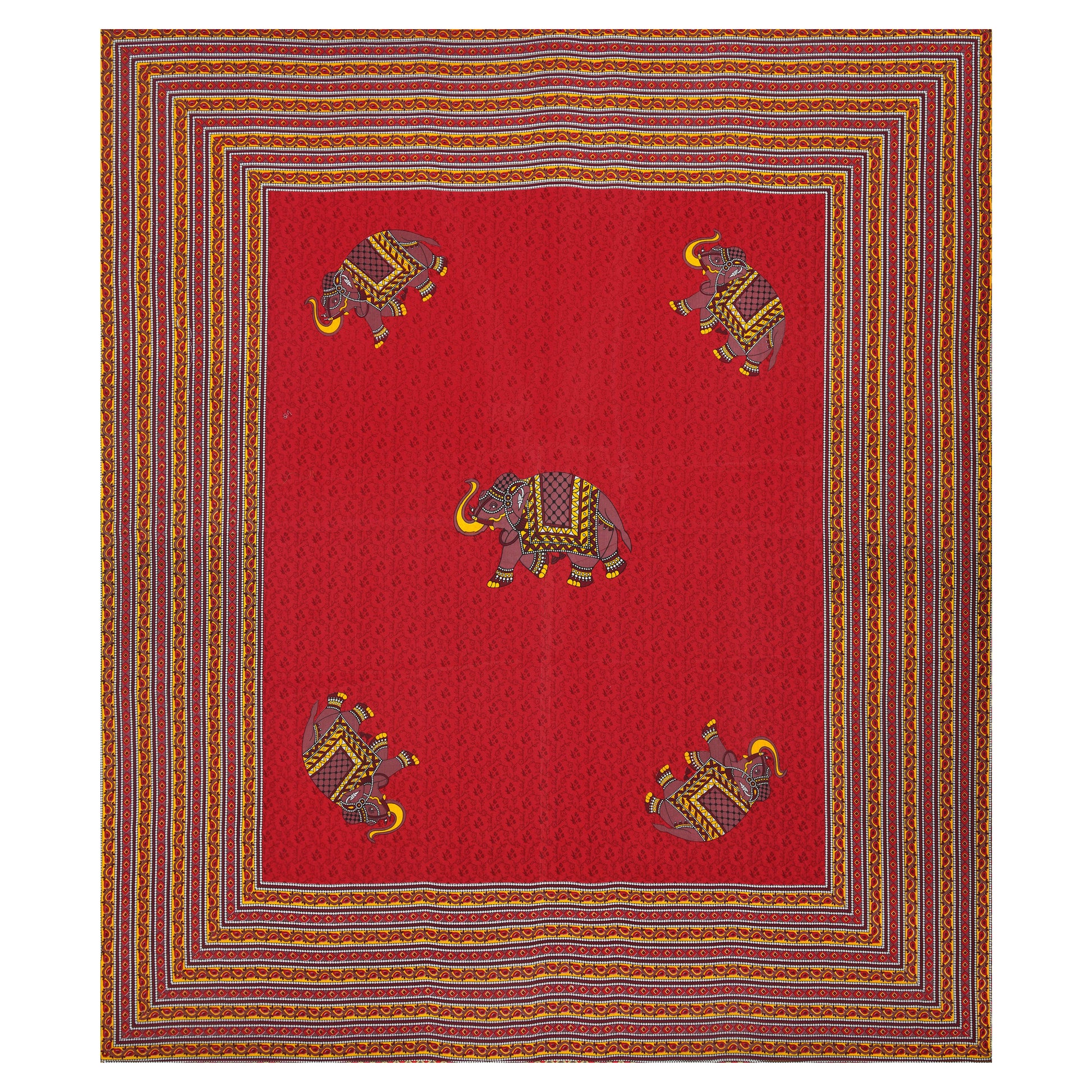 Rajasthani Jaipuri Traditional Double Bed Bedsheet with 2 Pillow Covers - ( Red)
