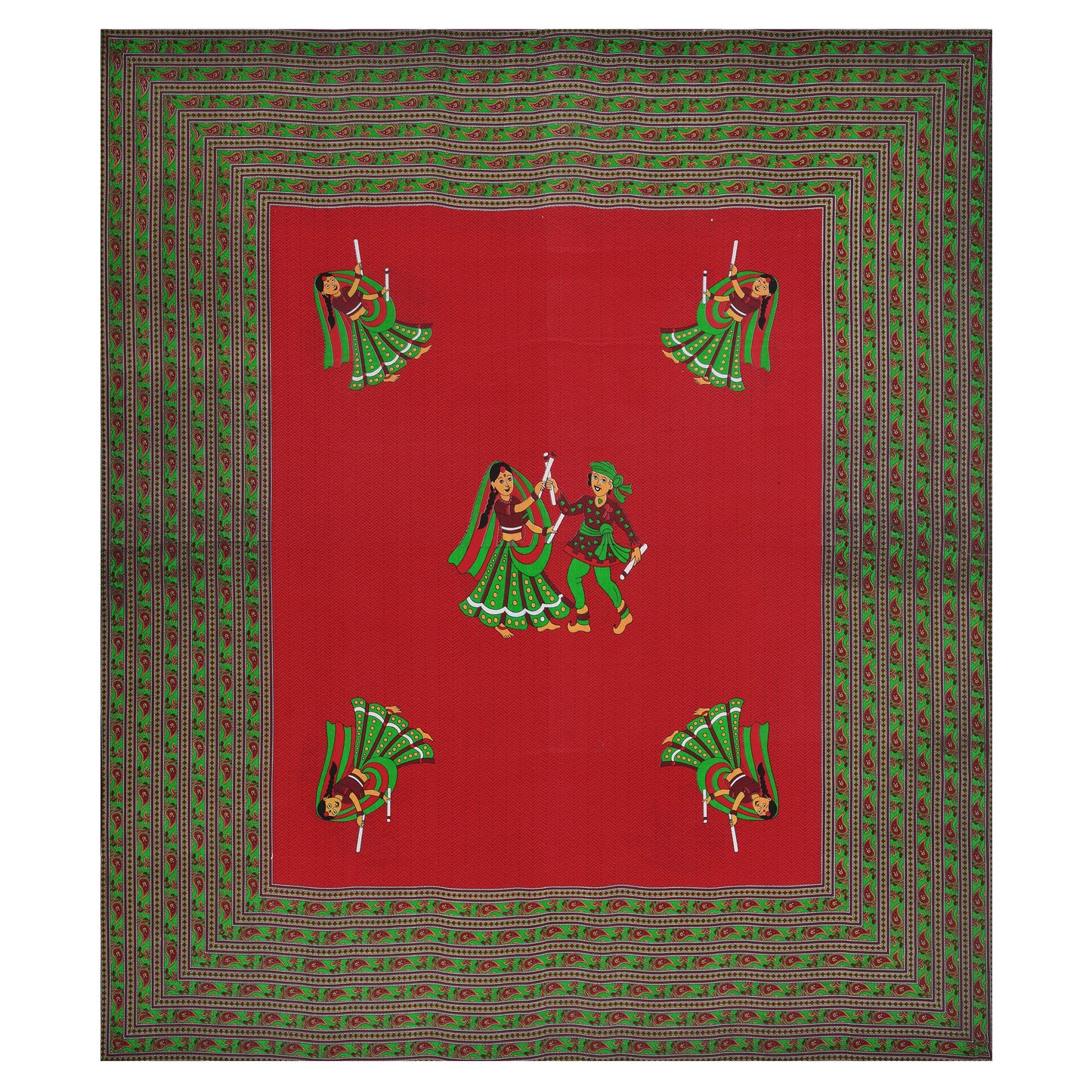 Rajasthani Jaipuri Traditional Double Bed Bedsheet with 2 Pillow Covers - ( Red)