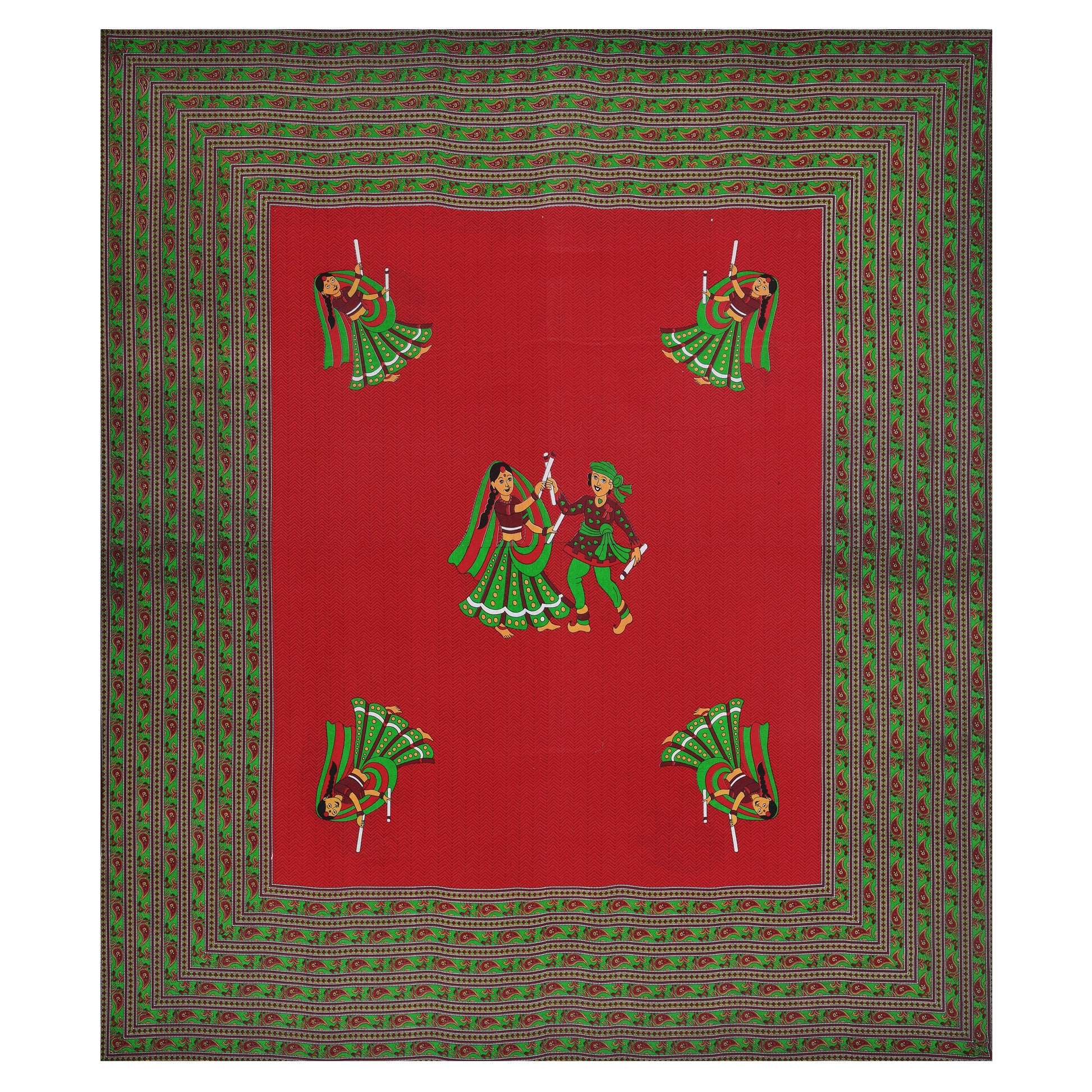 Rajasthani Jaipuri Traditional Double Bed Bedsheet with 2 Pillow Covers - ( Red)