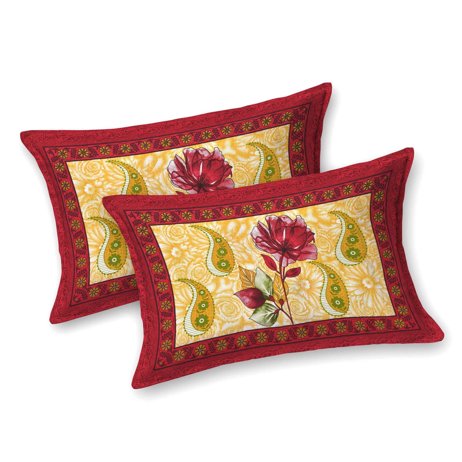 Rajasthani Jaipuri Traditional Double Bed Bedsheet with 2 Pillow Covers - ( Red)