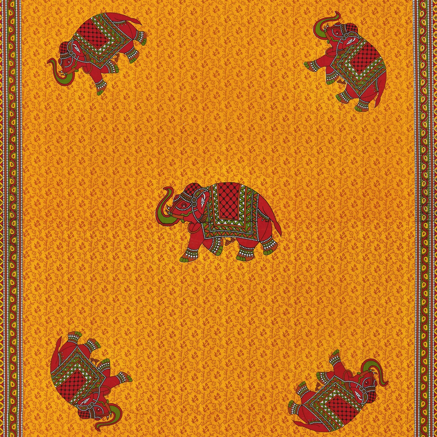 Rajasthani Jaipuri Traditional Double Bed Bedsheet with 2 Pillow Covers - ( Yellow)