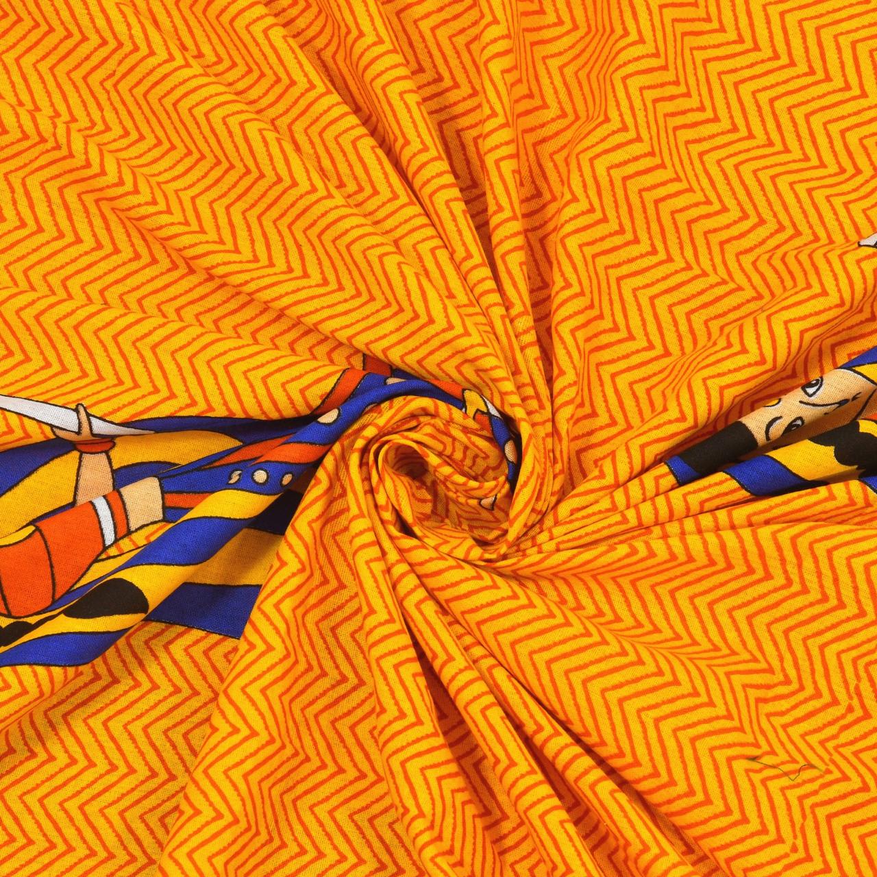 Rajasthani Jaipuri Traditional Double Bed Bedsheet with 2 Pillow Covers - ( Yellow)