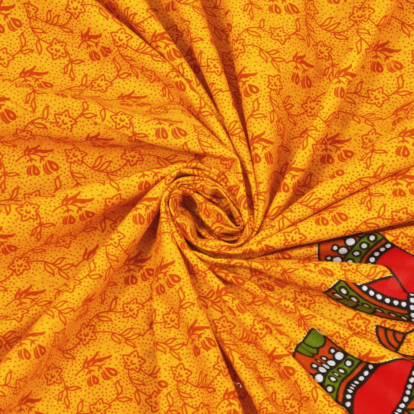 Rajasthani Jaipuri Traditional Double Bed Bedsheet with 2 Pillow Covers - ( Yellow)
