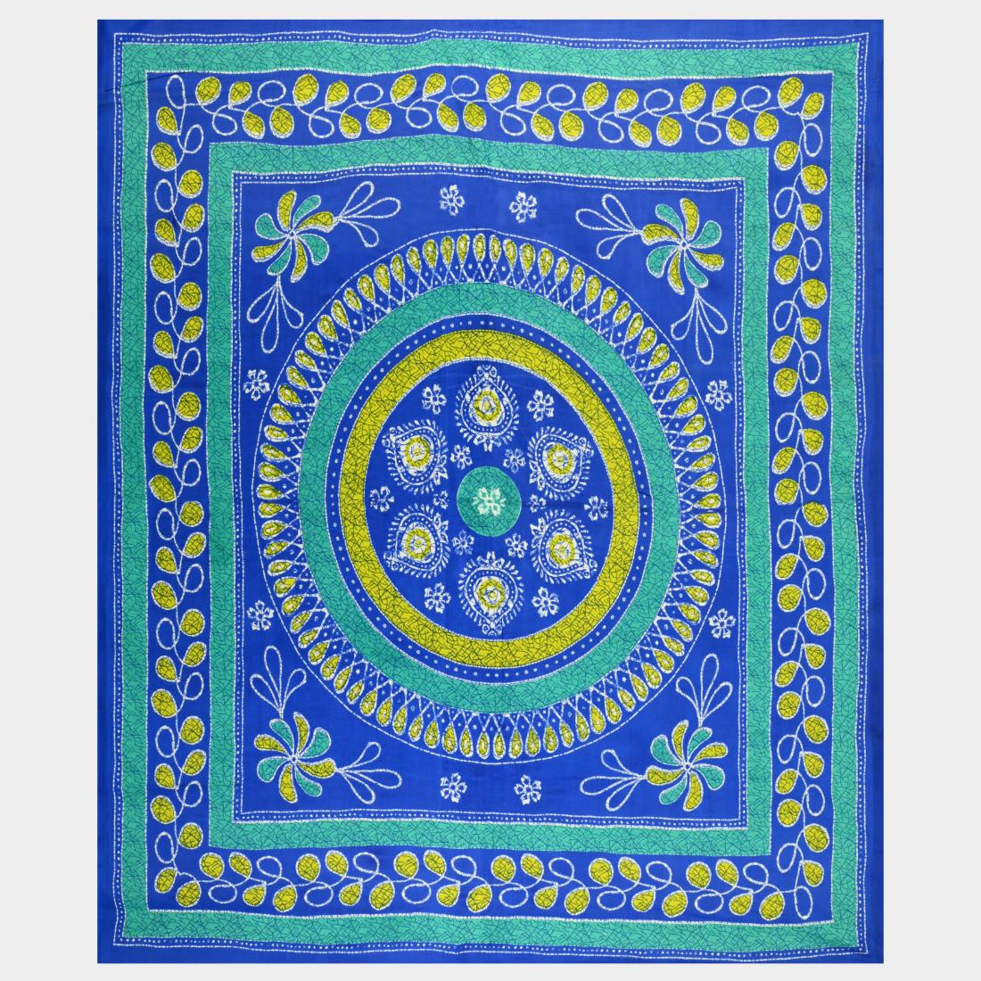 Rajasthani Jaipuri Traditional Double Bedsheet with 2 Pillow Covers - ( Blue)