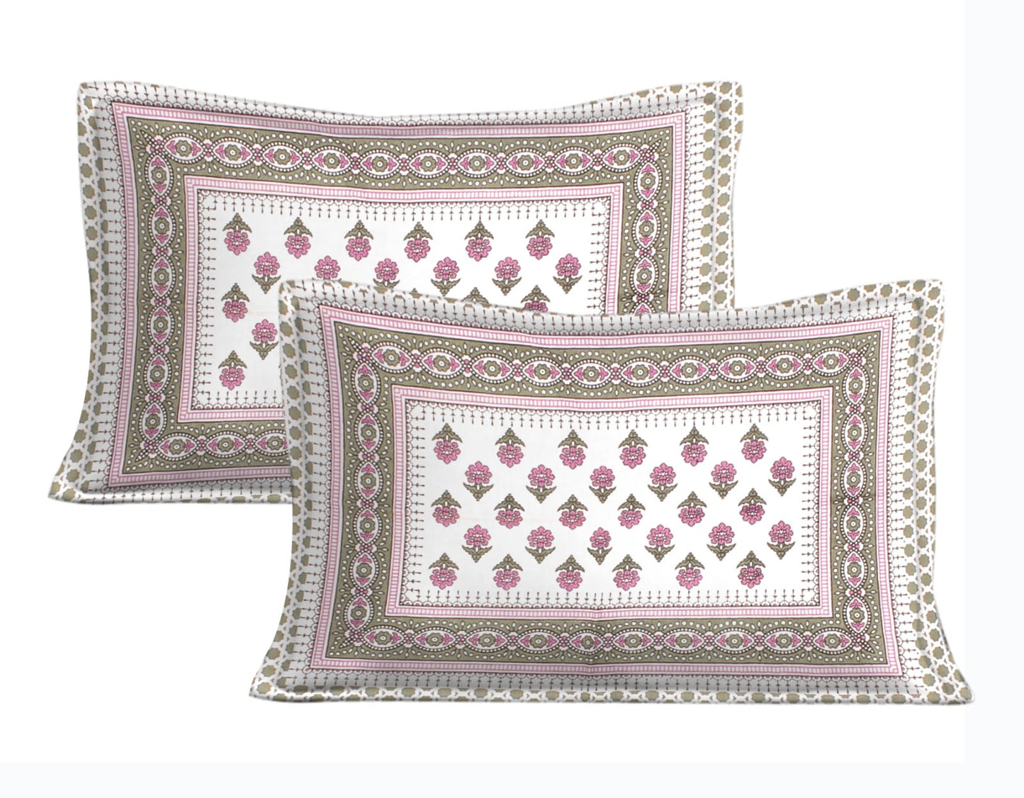 Rajasthani Jaipuri Traditional Double Bedsheet with 2 Pillow Covers -