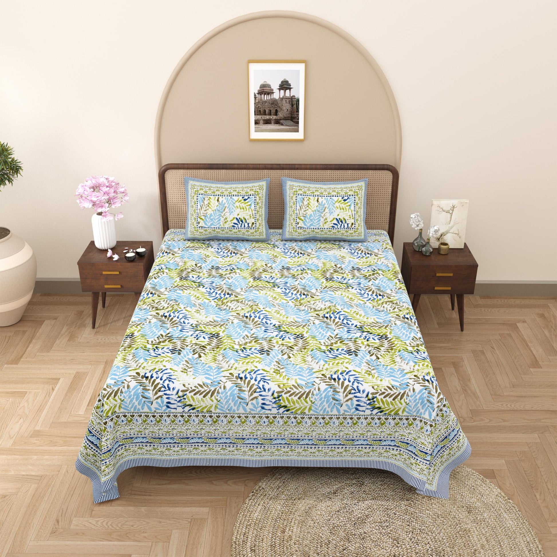 Rajasthani Jaipuri Traditional King Size Bed Bedsheet with 2 Pillow Covers