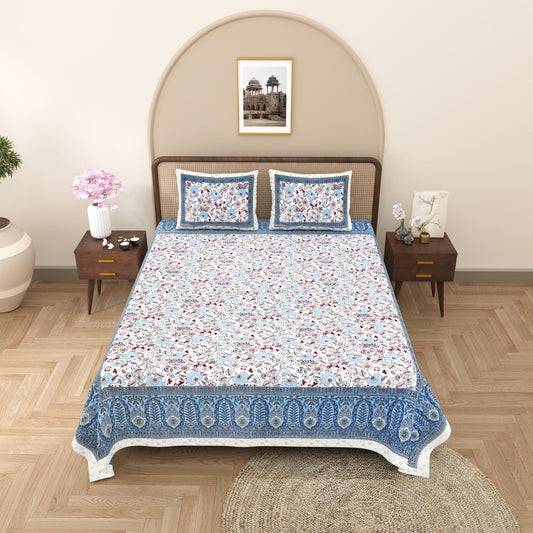 Rajasthani Jaipuri Traditional King Size Bed Bedsheet with 2 Pillow Covers
