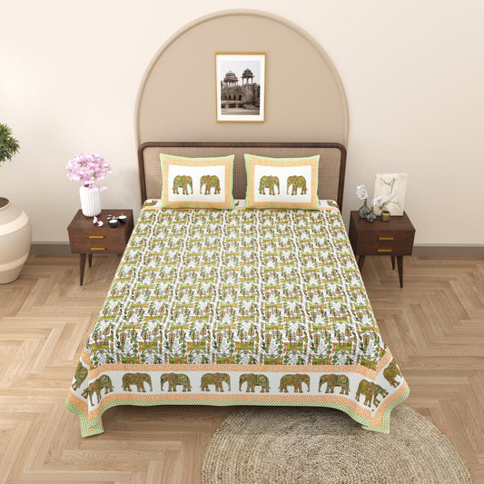 Rajasthani Jaipuri Traditional King Size Bed Bedsheet with 2 Pillow Covers