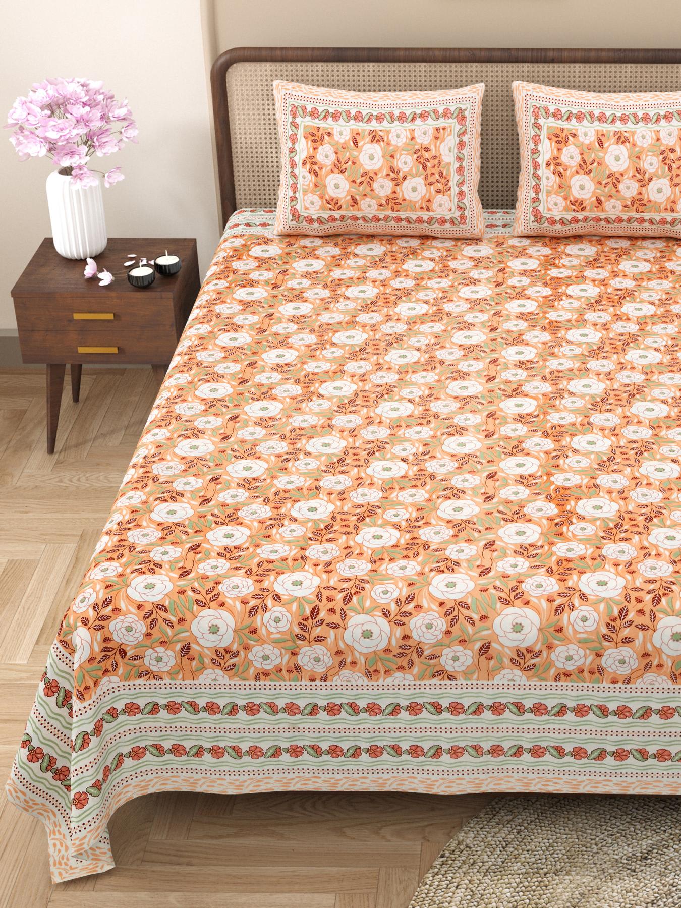 Rajasthani Jaipuri Traditional King Size Bed Bedsheet with 2 Pillow Covers