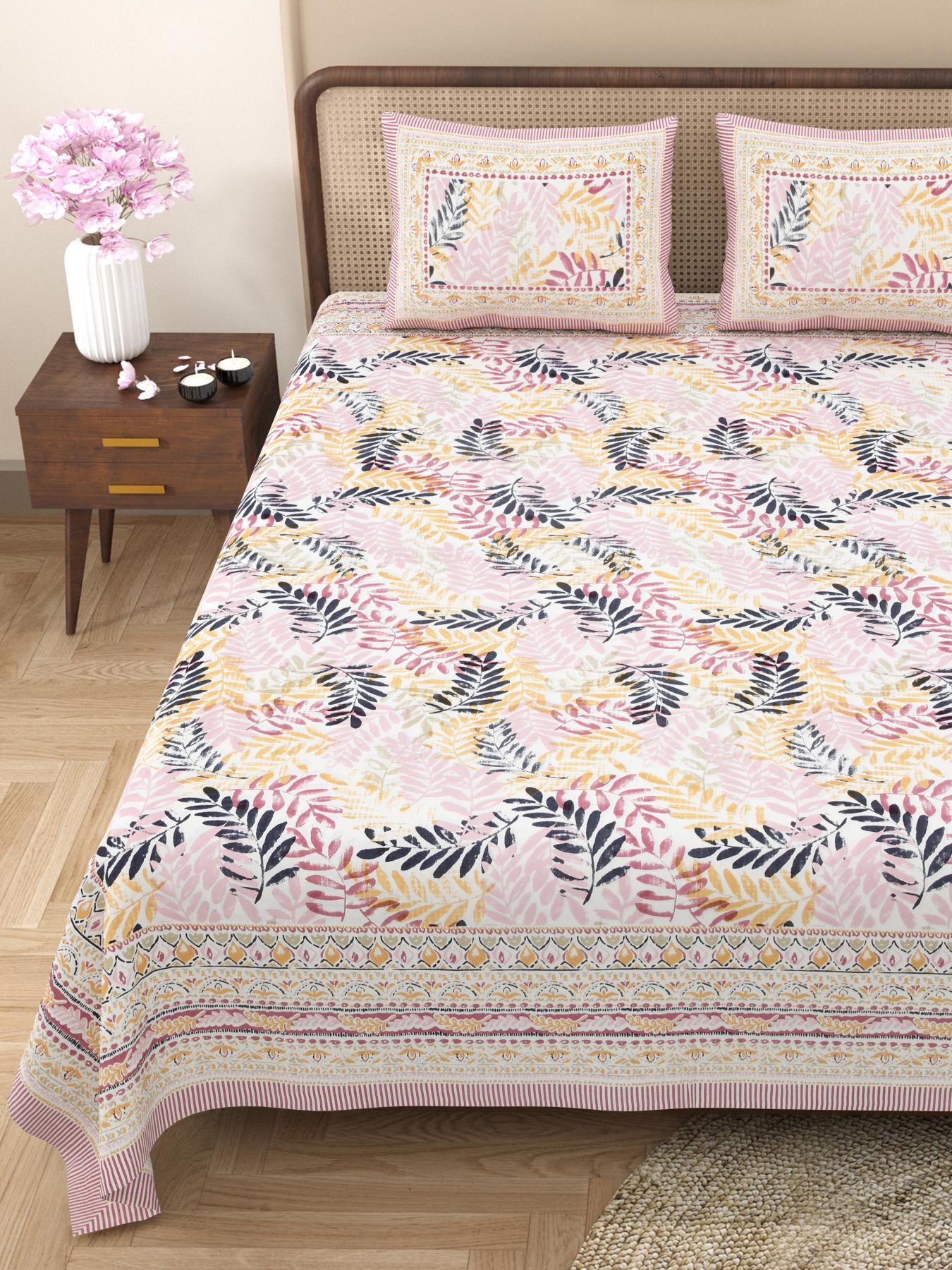Rajasthani Jaipuri Traditional King Size Bed Bedsheet with 2 Pillow Covers