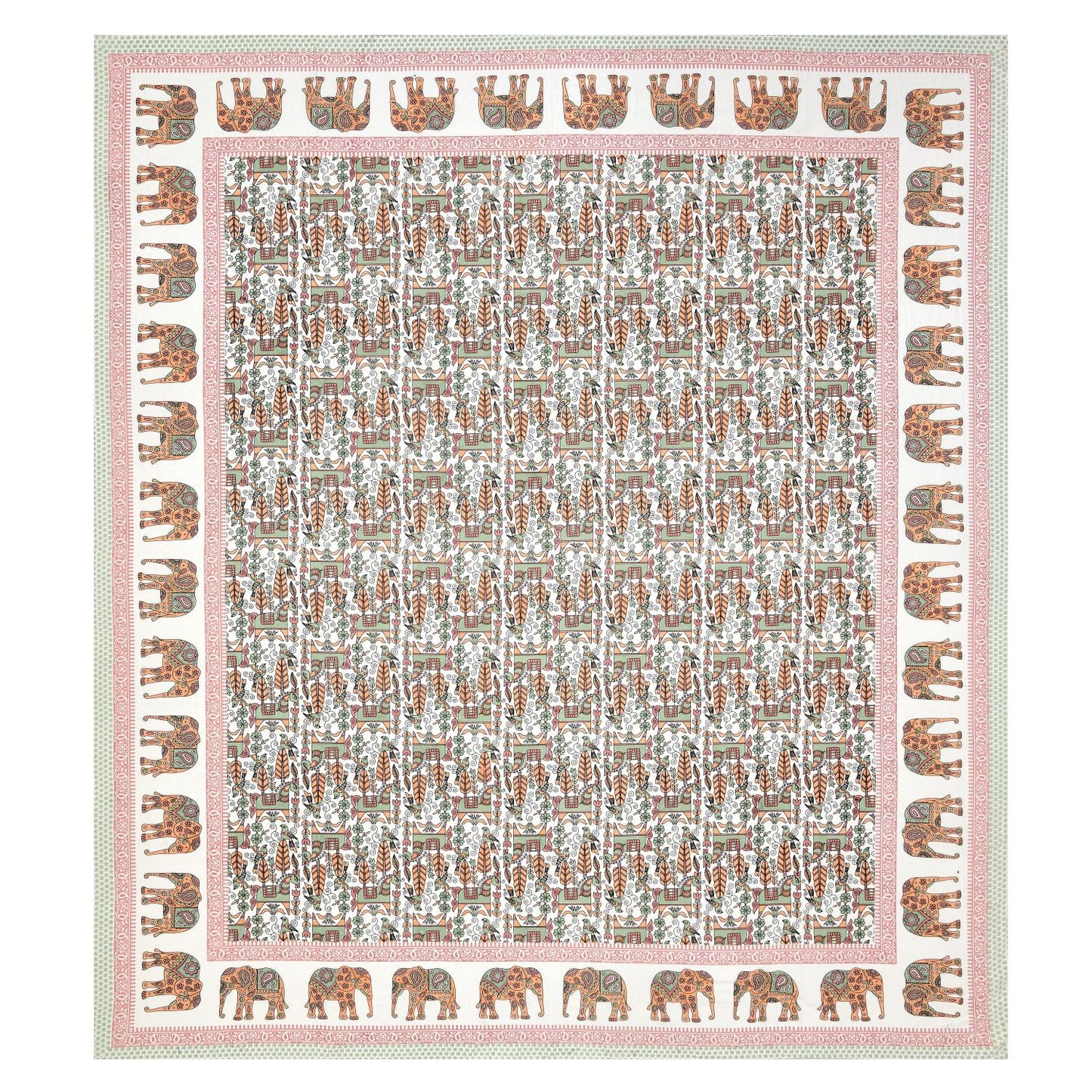 Rajasthani Jaipuri Traditional King Size Bed Bedsheet with 2 Pillow Covers