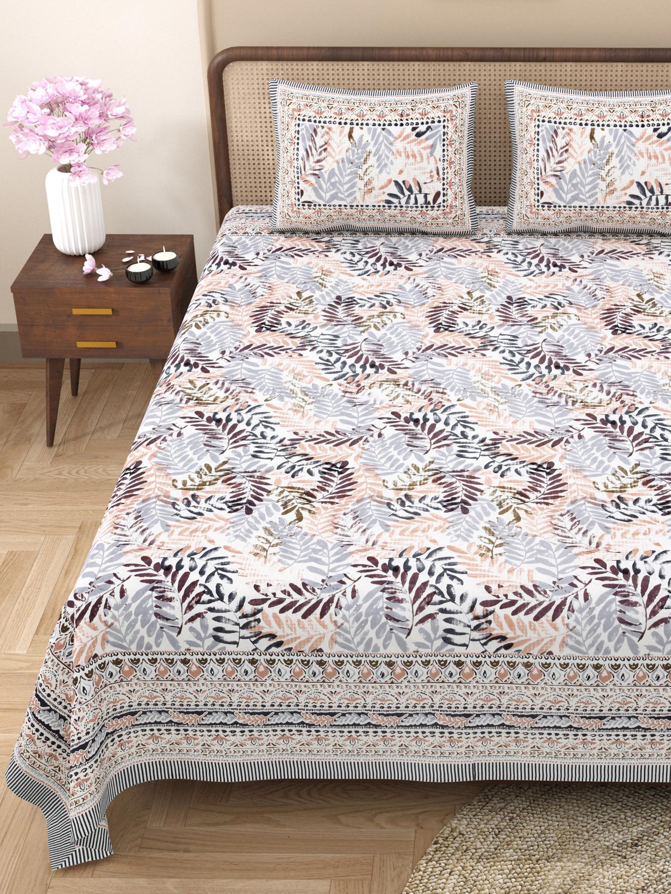 Rajasthani Jaipuri Traditional King Size Bed Bedsheet with 2 Pillow Covers