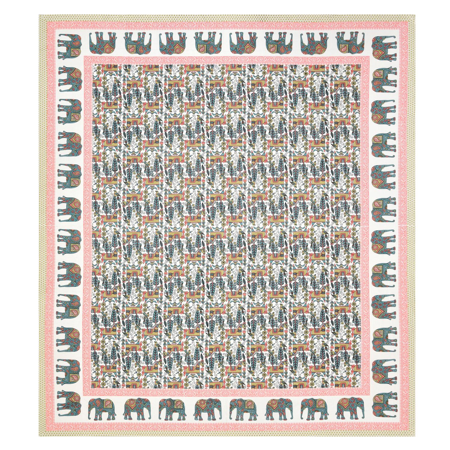 Rajasthani Jaipuri Traditional King Size Bed Bedsheet with 2 Pillow Covers