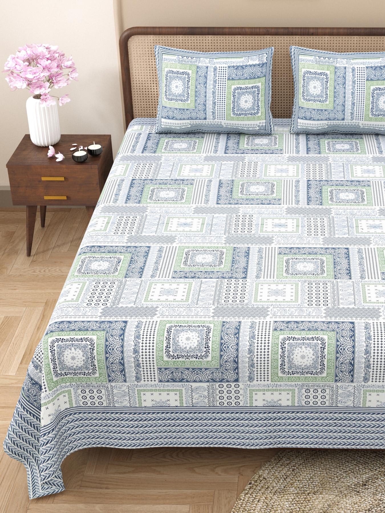Rajasthani Jaipuri Traditional King Size Bed Bedsheet with 2 Pillow Covers