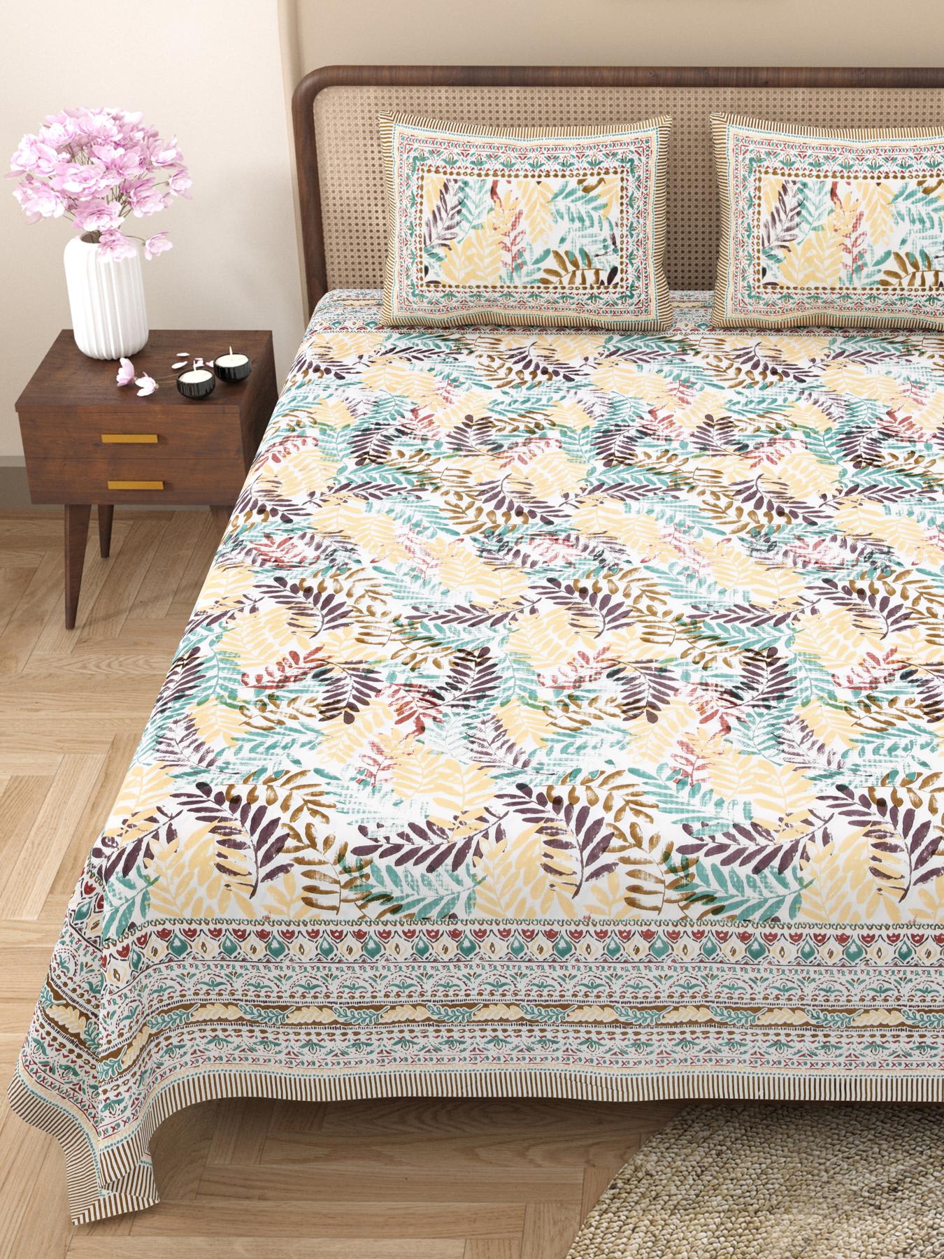 Rajasthani Jaipuri Traditional King Size Bed Bedsheet with 2 Pillow Covers