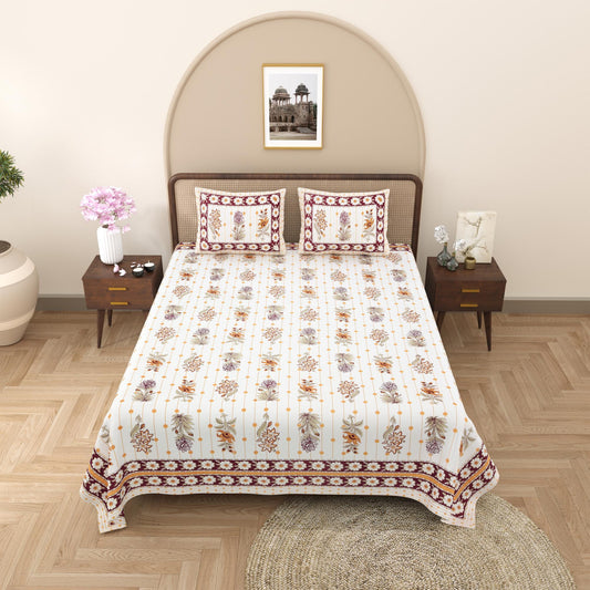 Rajasthani Jaipuri Traditional King Size Bed Bedsheet with 2 Pillow Covers