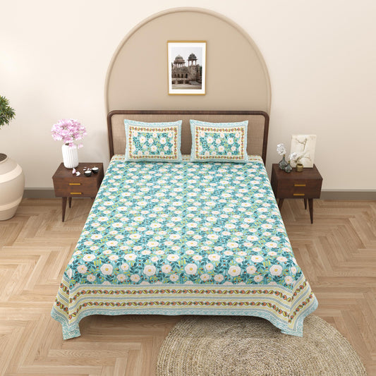 Rajasthani Jaipuri Traditional King Size Bed Bedsheet with 2 Pillow Covers