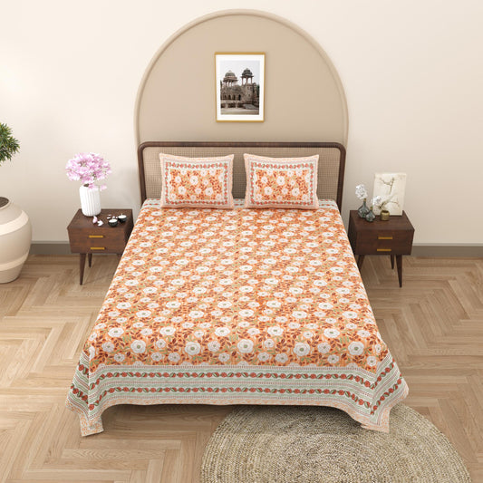 Rajasthani Jaipuri Traditional King Size Bed Bedsheet with 2 Pillow Covers