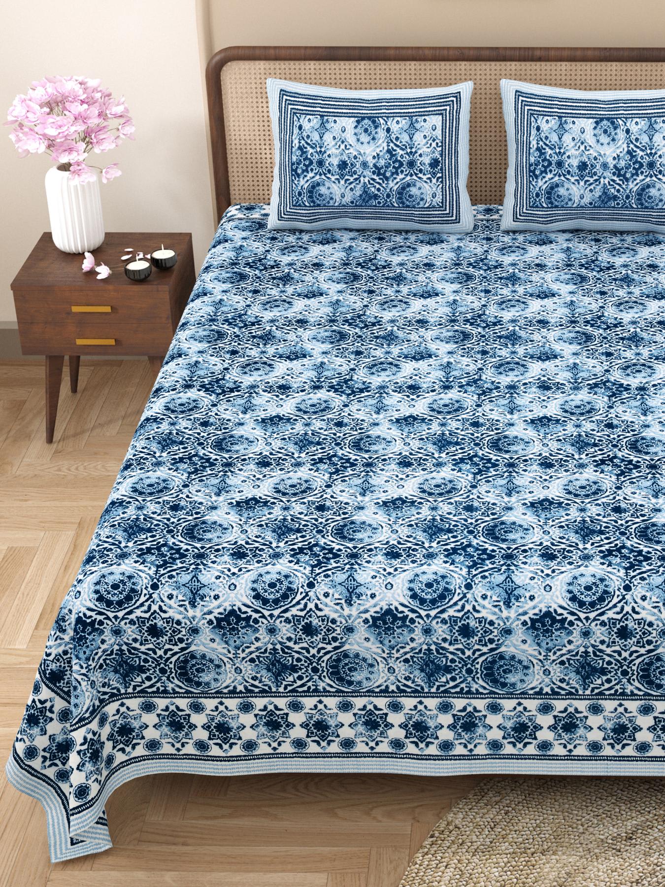 Rajasthani Jaipuri Traditional King Size Bed Bedsheet with 2 Pillow Covers