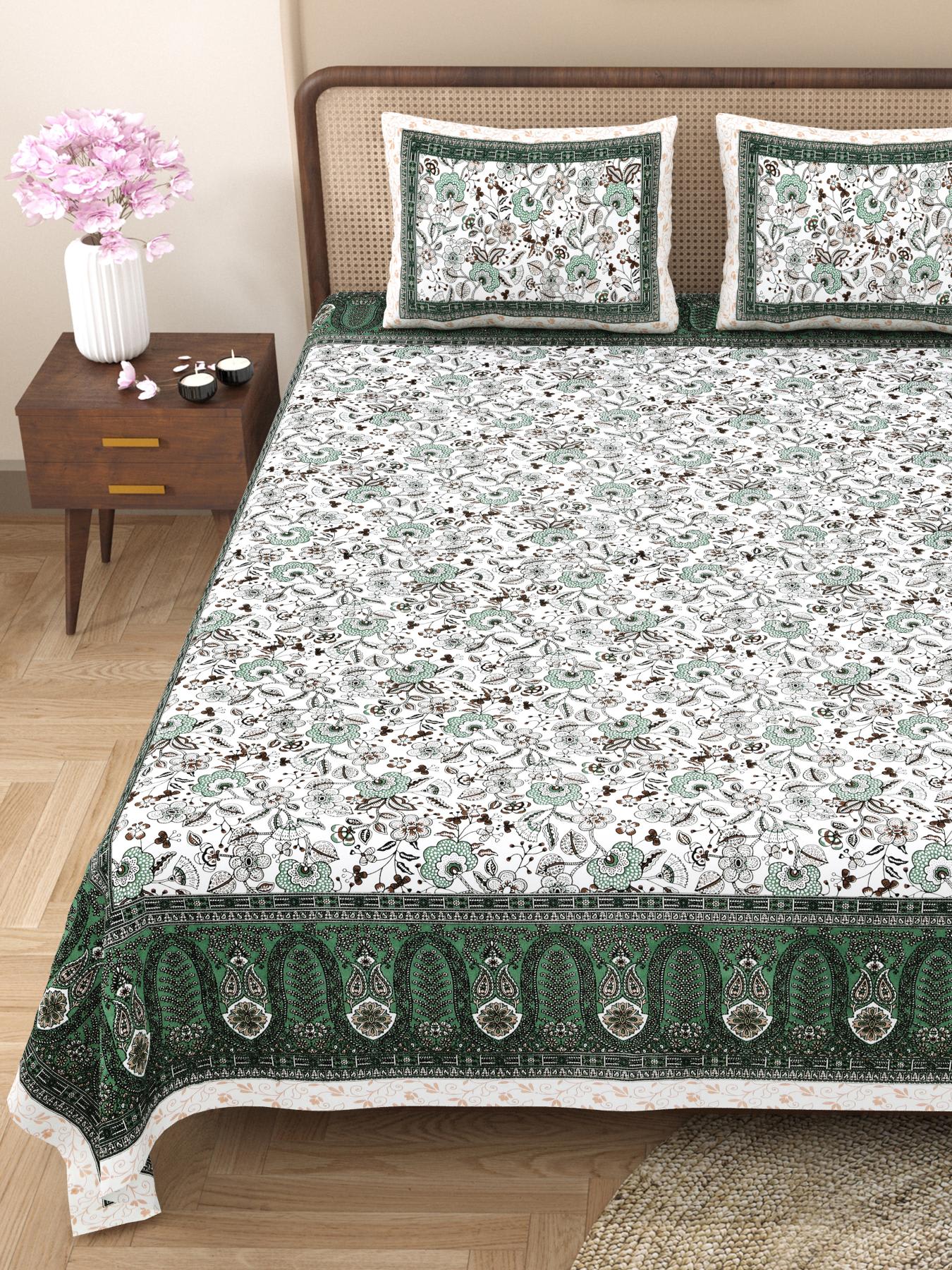 Rajasthani Jaipuri Traditional King Size Bed Bedsheet with 2 Pillow Covers