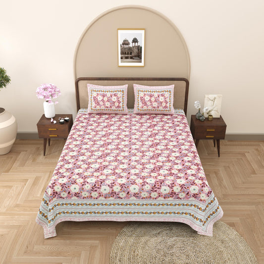 Rajasthani Jaipuri Traditional King Size Bed Bedsheet with 2 Pillow Covers