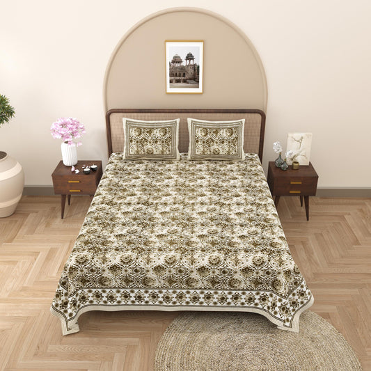 Rajasthani Jaipuri Traditional King Size Bed Bedsheet with 2 Pillow Covers