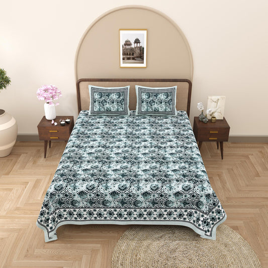 Rajasthani Jaipuri Traditional King Size Bed Bedsheet with 2 Pillow Covers