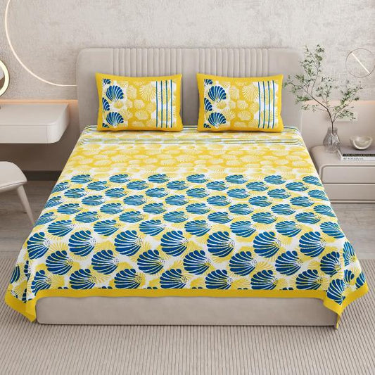 Rajasthani Print Cotton Double Bedsheet with 2 Pillow Covers