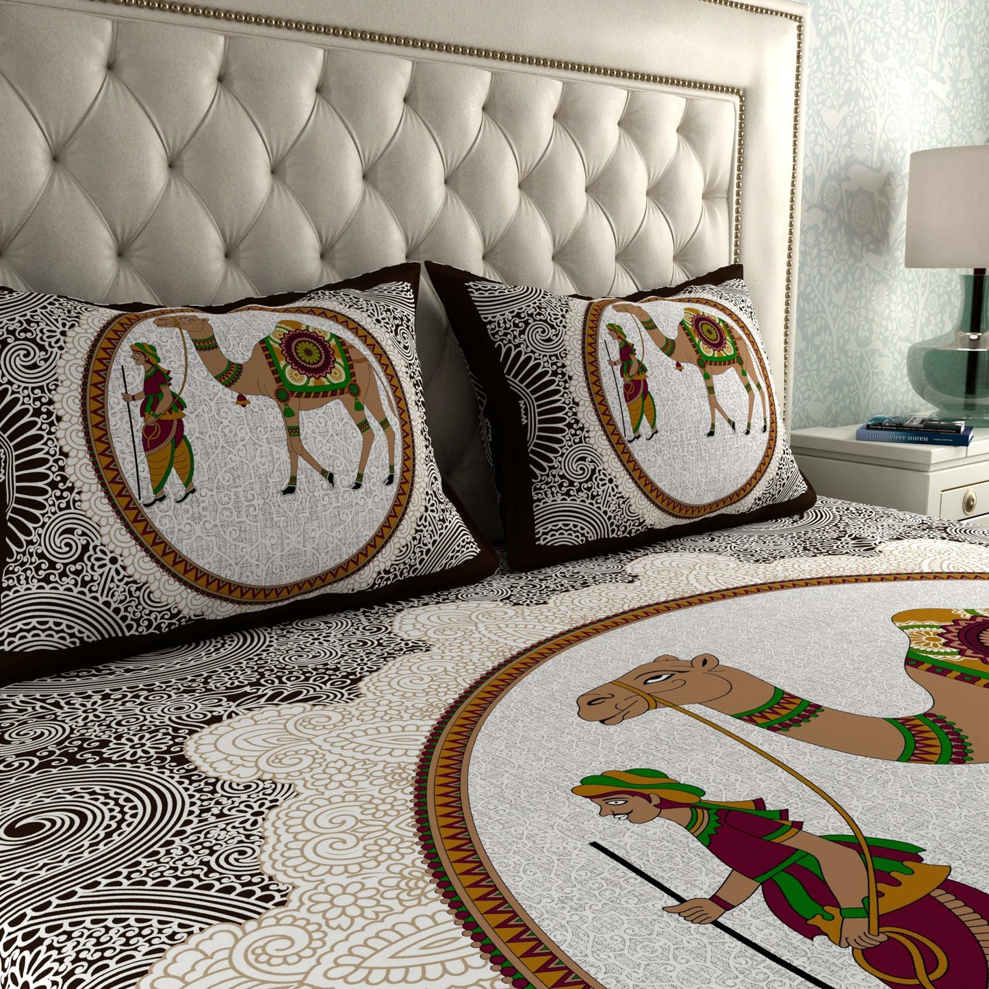 Rajasthani Print Cotton Double Bedsheet with 2 Pillow Covers