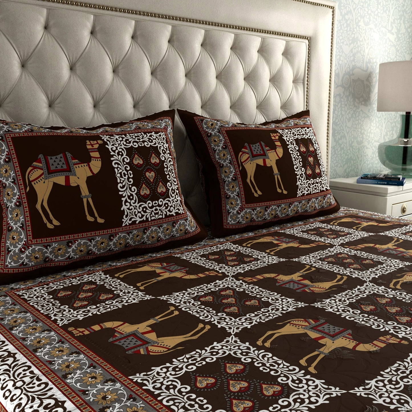 Rajasthani Print Cotton Double Bedsheet with 2 Pillow Covers