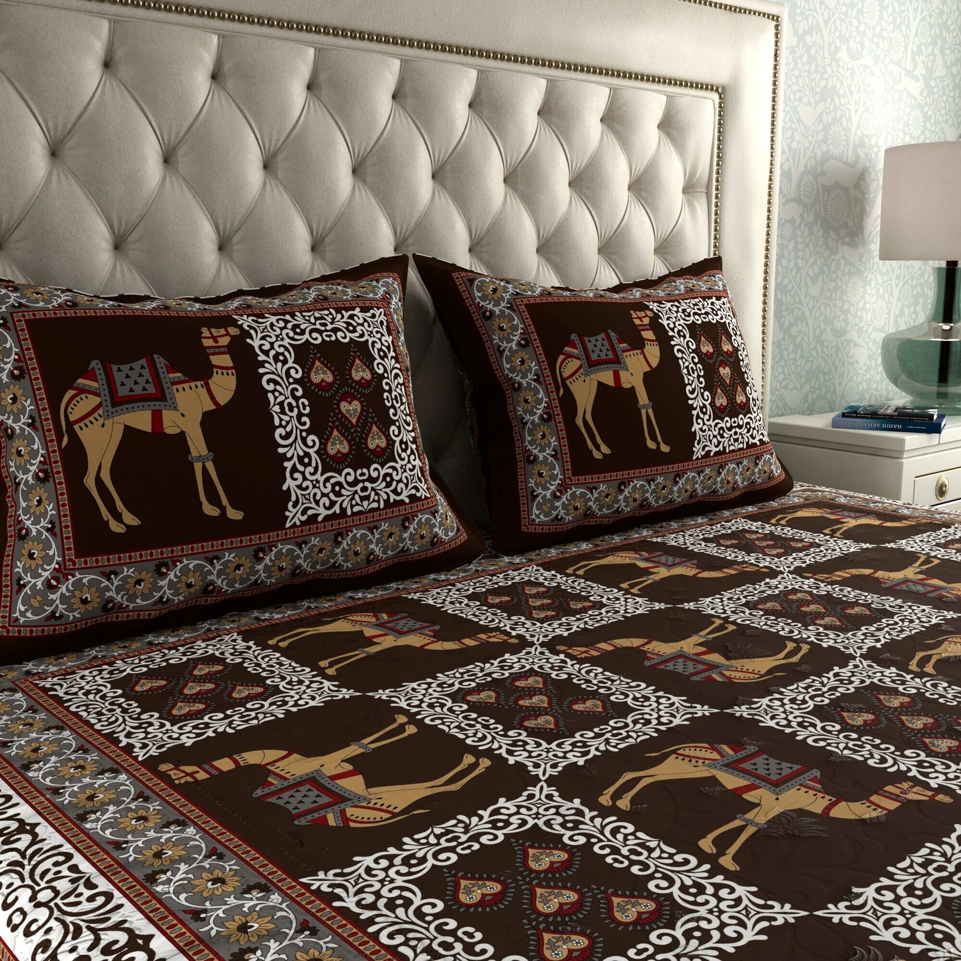 Rajasthani Print Cotton Double Bedsheet with 2 Pillow Covers