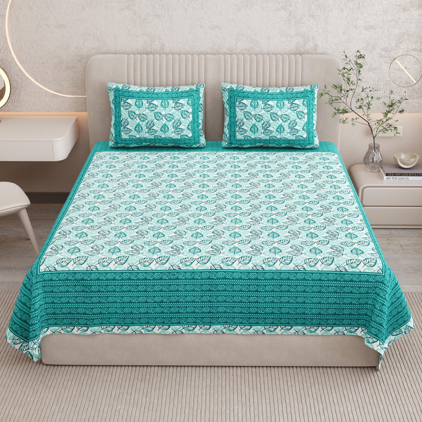 Rajasthani Print Cotton Double Bedsheet with 2 Pillow Covers